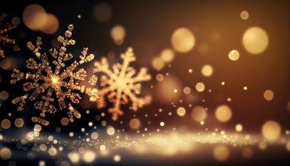 Wall Mural - Abstract christmas background, Christmas bokeh and snowflake background, Generative AI