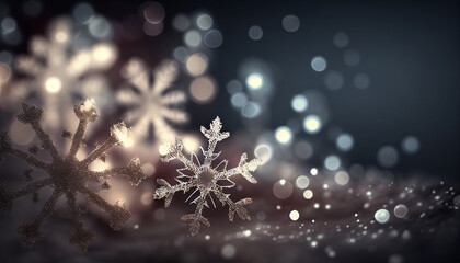 Wall Mural - Abstract christmas background, Christmas bokeh and snowflake background, Generative AI