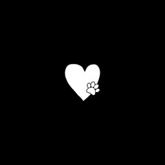 Poster - Heart with animals footprint icon isolated on dark background