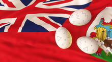 Easter Poster And Banner. Easter Bermuda. Еggs On The Flag Bermuda Background. 3D Work And 3D Image. Copy Space