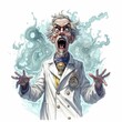 A mad scientist in a lab coat