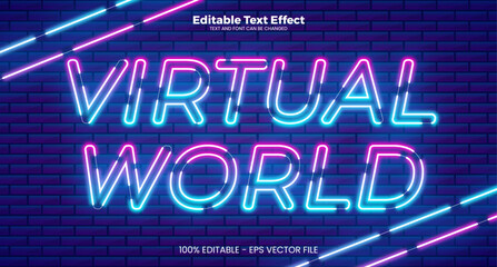 Wall Mural - Virtual World editable text effect in modern Neon style