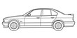 Classic sedan car. Side view shot. Outline doodle vector illustration. Design for print, coloring book	
