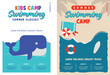 Kids summer swimming camp poster design, summer swimming classes for kids design template