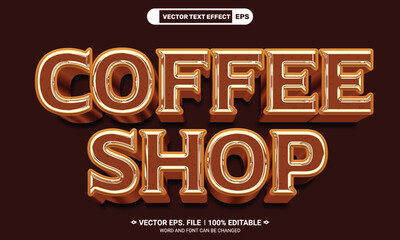 Wall Mural - Coffee shop editable 3d vector text effect
