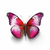 Fototapeta Motyle - Pink & white butterfly with white background 