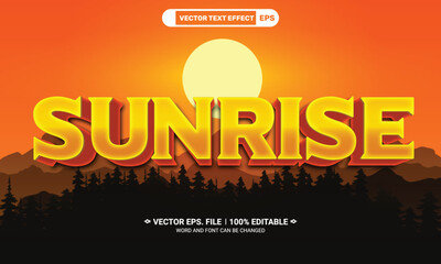 Poster - Sunrise 3d editable eps vector text effect