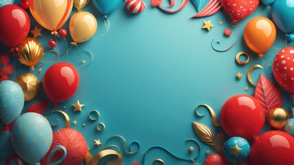 Birthday decoration Background illustration template invitation, card, banner, celebration and copy space. generative ai