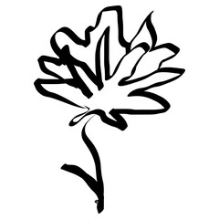 Wall Mural - Flower Icon. Simple Hand Drawn Floral Element. Black Sketch ink Drawing Plant. Wildflower