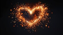 Sparks In The Shape Of A Heart On Black Background. AI Generated.