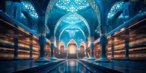 Wall Mural - Islamic architecture interior, mosque, palace. Generative AI