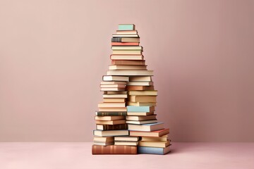 Stacked pile of books. Generative AI