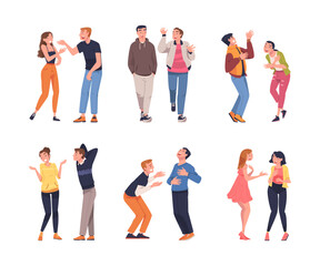 Poster - People Character Telling Funny Story and Joke Laughing Out Loud and Having Fun Vector Set