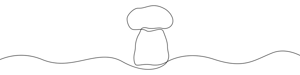 Wall Mural - Mushroom icon line continuous drawing vector. One line Champignon vector background. Half a mushroom icon. Continuous outline of a Mushroom.