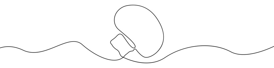 Poster - Mushroom icon line continuous drawing vector. One line Champignon vector background. Half a mushroom icon. Continuous outline of a Mushroom.