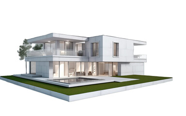 Luxury modern house on earth isolated on white or transparent background,Concept for real estate or property.3d rendering