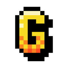 Poster - Pixel 8 Bit Uppercase Letter G as Font and Alphabet Vector Illustration