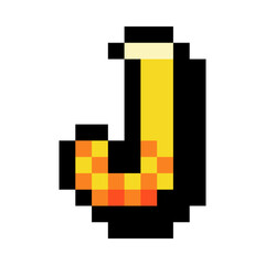 Poster - Pixel 8 Bit Uppercase Letter J as Font and Alphabet Vector Illustration