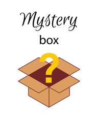 Canvas Print - Mystery box with question mark icon. Clipart image isolated on white background