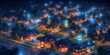 © MinixT - Smart houses, as well as the digital community. Concept of DX, IoT, and digital networks in society. data exchanges at night in suburban homes. Generative Ai.