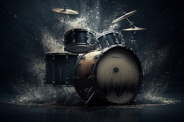 Drums musical instrument. AI Generated