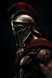 Fototapeta Londyn - Ancient Spartan Warrior's Black Metal 3D Helmet