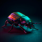 Fototapeta Konie - colorful beetle on dark background