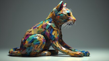 Wall Mural - Abstract cat animal sculpture pictures AI Generated art