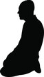 a man kneeling down, silhouette vector