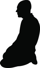 Canvas Print - a man kneeling down, silhouette vector