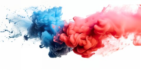 two coloring smoke cloud blast on white background 