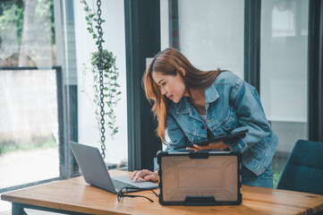 Wall Mural - Female programmer working on coding, software development and web design.Concept technology development.