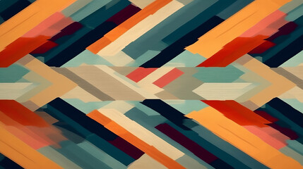 Poster - An abstract painting composed of various colored lines arranged in a non-representational manner. Generative ai