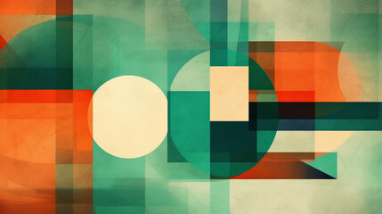 Poster - An abstract painting featuring a circular and semicircular shape. Generative ai