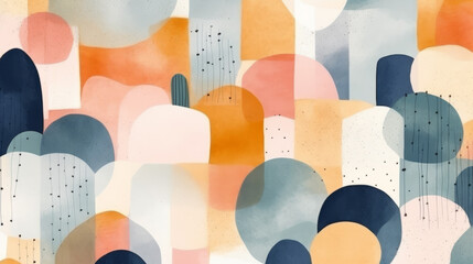 Aufkleber - An abstract painting with various geometric shapes and colors. Generative ai