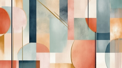 Fototapete - An abstract painting with vibrant colors and dynamic shapes. Generative ai