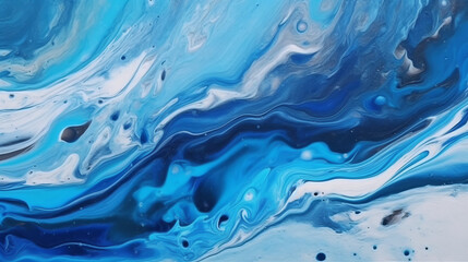 Aufkleber - An abstract artwork featuring swirling blue and white bubbles. Generative ai