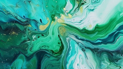Aufkleber - An abstract painting with blue and green colors. Generative ai