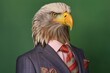 Anthropomorphic Eagle dressed in a suit like a businessman. Business Concept. AI generated, human enhanced.