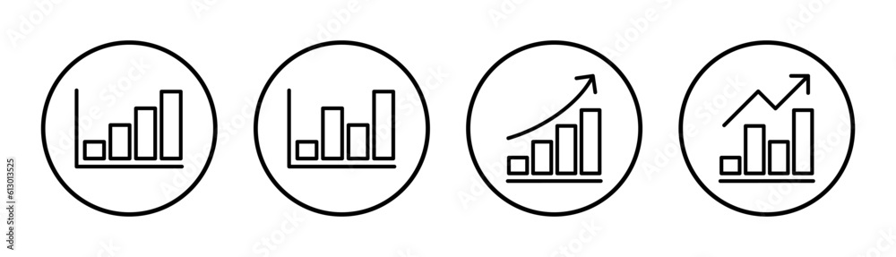 Growing graph Icon set illustration. Chart sign and symbol. diagram ...