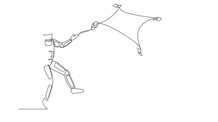 Poster - Self drawing animation of single line draw astronaut throw out of money banknotes flying into air. Waste in realization of space projects. Cosmic galaxy space. Continuous line. Full length animated