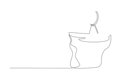 Poster - Self drawing animation of single one line draw archery target without arrows on cliff. Dartboard on tripod. Goal achieving. Business success strategy symbol. Continuous line draw. Full length animated