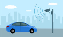 Traffic Camera Or Street Security Cctv Concept Vector Illustration.