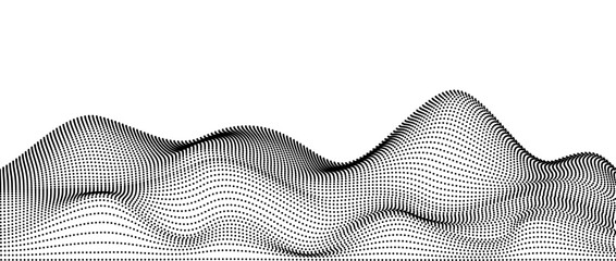Poster - Wavy dotted stripes background. Curve dashed lines pattern. Abstract black contour texture. Landscape terrain concept. Vector wallpaper.