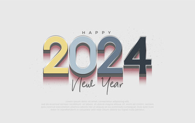 Canvas Print - Happy New Year 2024 Colorful. With 3D modern numbers. Vector Premium Background for Banners, Posters or Calendar.