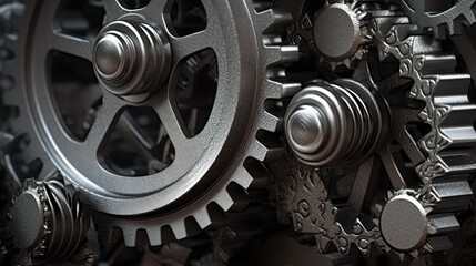 Silver gears each other to be together. Successful business and process management. Workflow automation diagram. Planning growth strategy. Generative AI