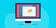 © Sammby - Message icon with notification displays on email inbox interface on computer screen, marketing business communication concept, vector illustration web banner.