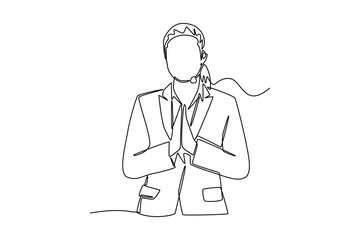 Poster - Continuous one line drawing customer service concept. Single line draw design vector graphic illustration.