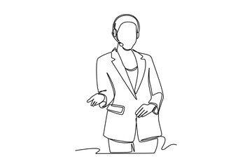 Poster - Continuous one line drawing customer service concept. Single line draw design vector graphic illustration.