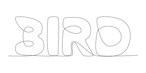 Fototapete - One continuous line of Bird word. Thin Line Illustration vector concept. Contour Drawing Creative ideas.